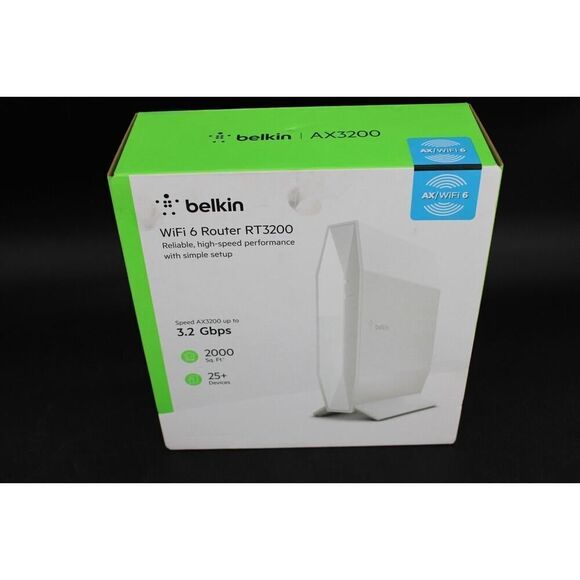 *NEW* Belkin AX3200 Wireless Dual Band Router (RT3200) (Up To 3.2 Gbps) (WiFi 6) - Picture 1 of 8